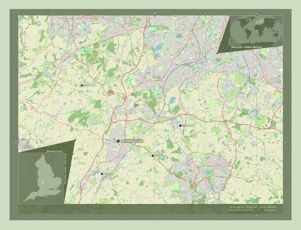 Bromsgrove Μητροπολιτική Περιφέρεια Αγγλίας Μεγάλης Βρετανίας Χάρτης Του Δρόμου Τοποθεσίες — Φωτογραφία Αρχείου