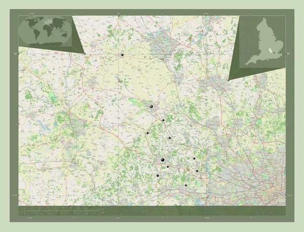 Buckinghamshire Condado Administrativo Inglaterra Gran Bretaña Open Street Map Ubicaciones —  Fotos de Stock