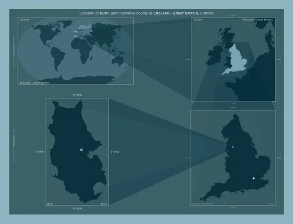 Bury Condado Administrativo Inglaterra Grã Bretanha Diagrama Mostrando Localização Região — Fotografia de Stock