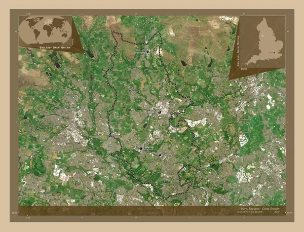 Bury Condado Administrativo Inglaterra Gran Bretaña Mapa Satelital Baja Resolución —  Fotos de Stock