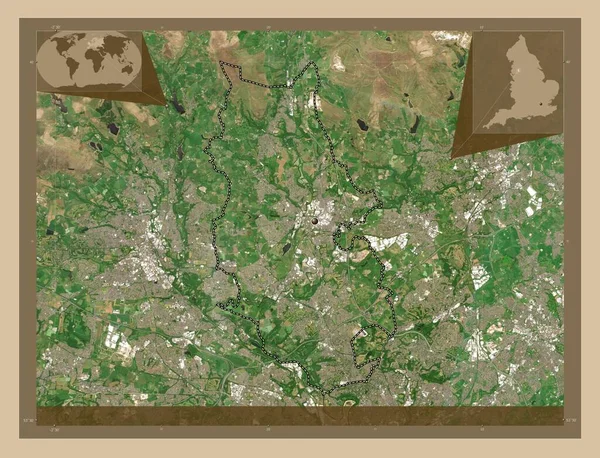 Begraafplaats Bestuurlijke Graafschap Engeland Groot Brittannië Lage Resolutie Satellietkaart Hulplocatiekaarten — Stockfoto