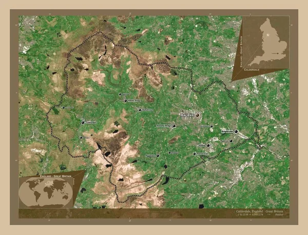Calderdale Condado Administrativo Inglaterra Gran Bretaña Mapa Satelital Baja Resolución — Foto de Stock