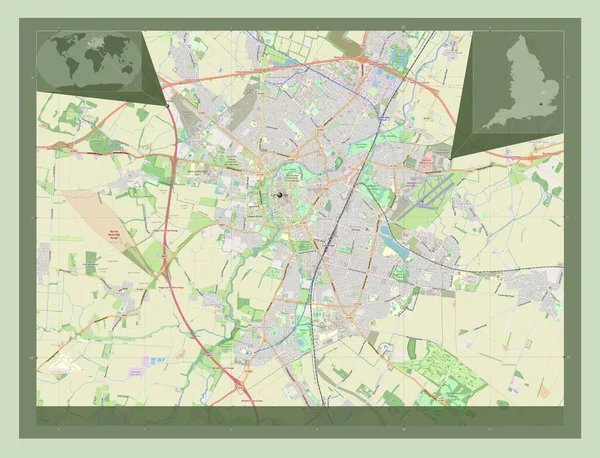 Cambridge Niemetropolitalna Dzielnica Anglii Wielka Brytania Otwórz Mapę Ulic Lokalizacje — Zdjęcie stockowe