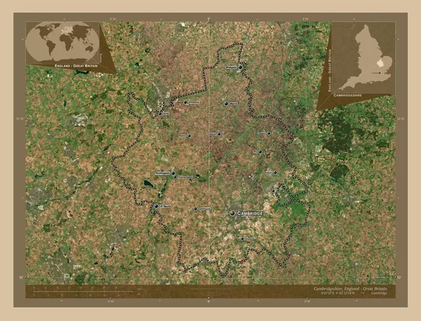 Cambridgeshire Contea Amministrativa Dell Inghilterra Gran Bretagna Mappa Satellitare Bassa — Foto Stock