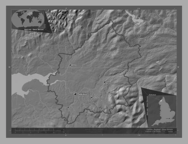 Карнеги Неметаморфозный Район Англии Великобритания Карта Рельефа Билевела Озерами Реками — стоковое фото