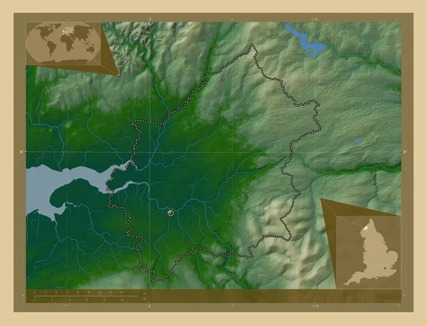 Карнеги Неметаморфозный Район Англии Великобритания Цветная Карта Высоты Озерами Реками — стоковое фото