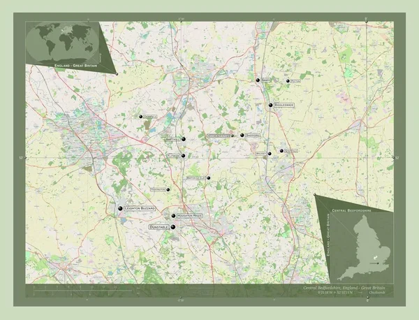Central Bedfordshire Διοικητική Περιφέρεια Αγγλίας Μεγάλης Βρετανίας Χάρτης Του Δρόμου — Φωτογραφία Αρχείου