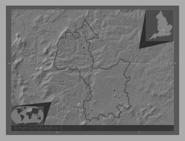Cherwell Non Metropolitan District England Great Britain Bilevel Elevation Map — Stock Photo, Image