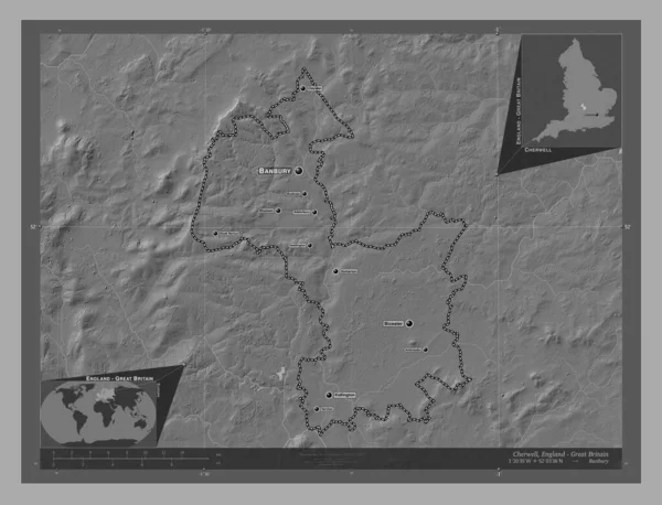 Червелл Неметаморфозный Район Англии Великобритания Карта Рельефа Билевела Озерами Реками — стоковое фото