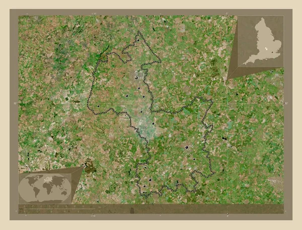 切尔威尔 英格兰的非大都市地区 大不列颠 高分辨率卫星地图 该区域主要城市的所在地点 角辅助位置图 — 图库照片