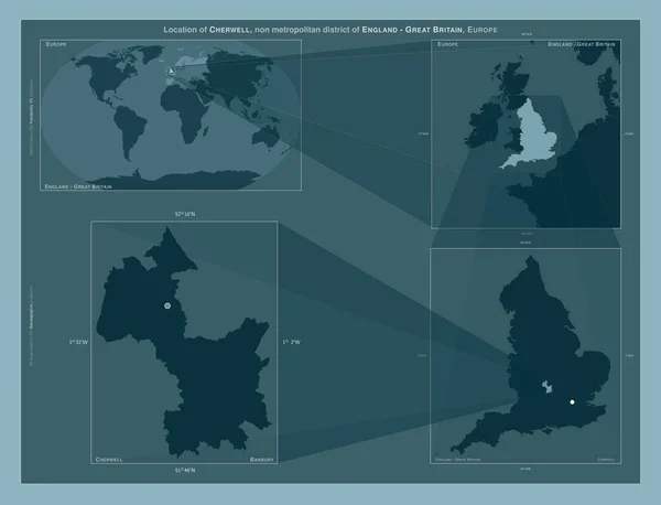 Cherwell Englands Icke Storstadsdistrikt Storbritannien Diagram Som Visar Regionens Läge — Stockfoto