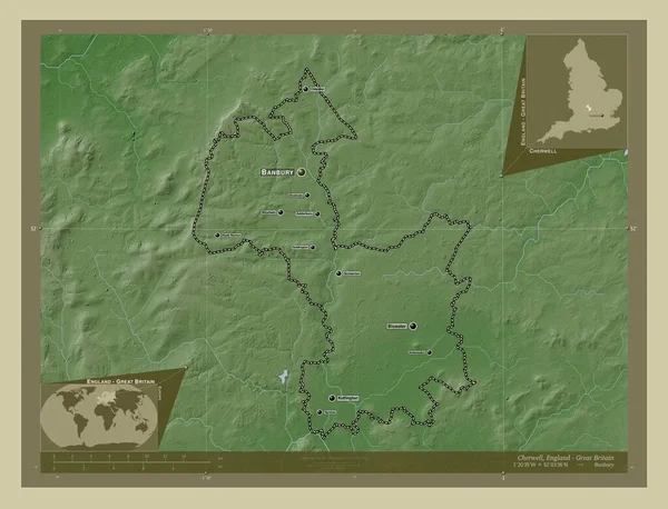 Cherwell Μητροπολιτική Περιφέρεια Αγγλίας Μεγάλης Βρετανίας Υψόμετρο Χάρτη Χρωματισμένο Στυλ — Φωτογραφία Αρχείου