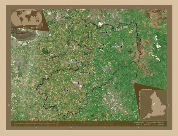 Cheshire East Condado Administrativo Inglaterra Grã Bretanha Mapa Satélite Baixa — Fotografia de Stock