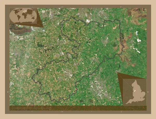 柴郡东 英格兰的行政区划 大不列颠 低分辨率卫星地图 角辅助位置图 — 图库照片