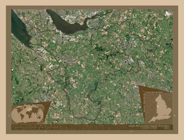Cheshire West Chester Condado Administrativo Inglaterra Gran Bretaña Mapa Satelital —  Fotos de Stock