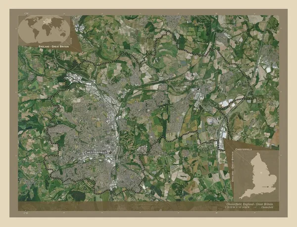 Chesterfield Niet Grootstedelijk District Van Engeland Groot Brittannië Satellietkaart Met — Stockfoto