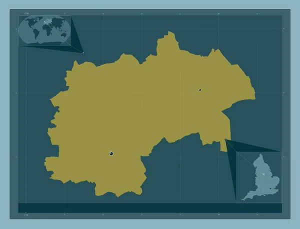 イギリスの非大都市圏チェスターフィールド イギリス しっかりした色の形 地域の主要都市の場所 コーナー補助位置図 — ストック写真