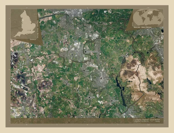 Chorley Nicht Metropolregion Von England Großbritannien Hochauflösende Satellitenkarte Orte Und — Stockfoto