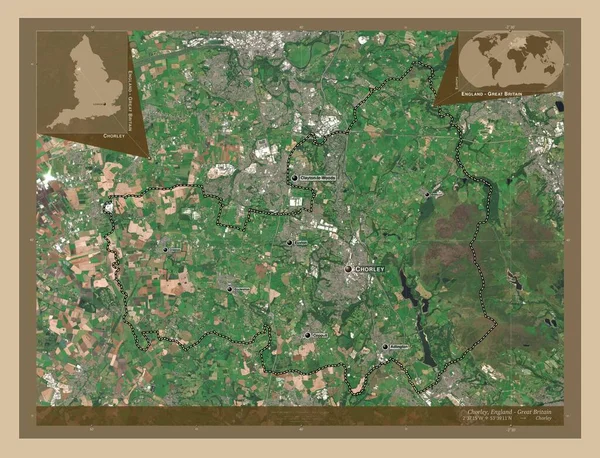 Chorley Englands Icke Storstadsdistrikt Storbritannien Lågupplöst Satellitkarta Platser Och Namn — Stockfoto