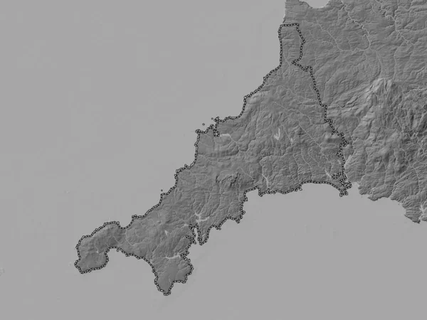 Cornwall Condado Administrativo Inglaterra Gran Bretaña Mapa Elevación Bilevel Con —  Fotos de Stock