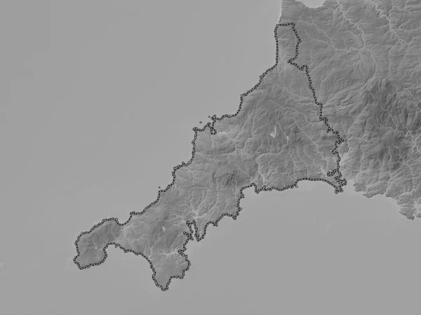 Cornwall Comté Administratif Angleterre Grande Bretagne Carte Altitude Niveaux Gris — Photo