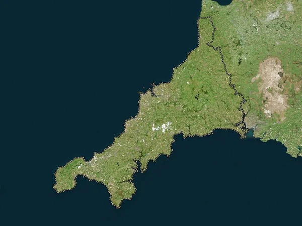 Cornwall Condado Administrativo Inglaterra Gran Bretaña Mapa Satélite Alta Resolución — Foto de Stock