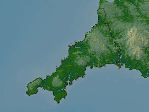 Cornwall Condado Administrativo Inglaterra Grã Bretanha Mapa Elevação Colorido Com — Fotografia de Stock