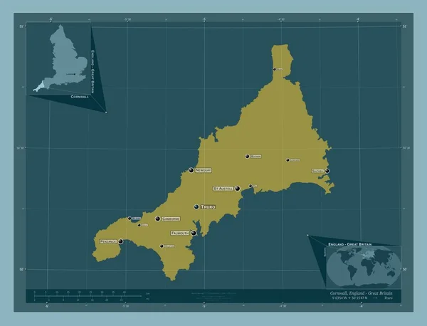 Cornwall Comté Administratif Angleterre Grande Bretagne Forme Couleur Unie Emplacements — Photo