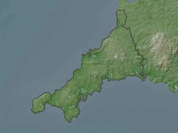 Cornwall Condado Administrativo Inglaterra Grã Bretanha Mapa Elevação Colorido Estilo — Fotografia de Stock
