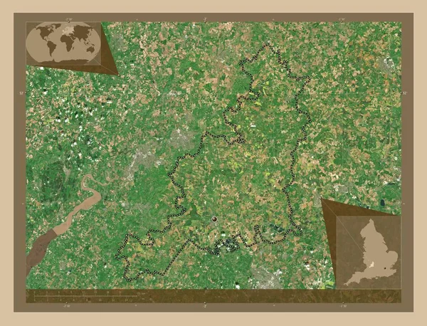 科茨沃尔德 英格兰非大都市地区 大不列颠 低分辨率卫星地图 角辅助位置图 — 图库照片