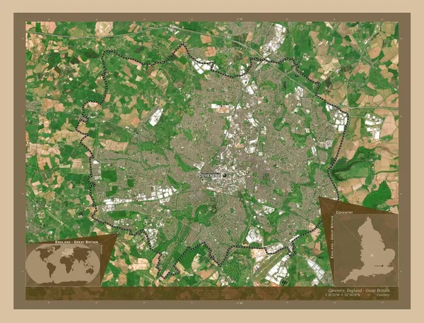 Coventry Správní Okres Anglie Velká Británie Satelitní Mapa Nízkým Rozlišením — Stock fotografie