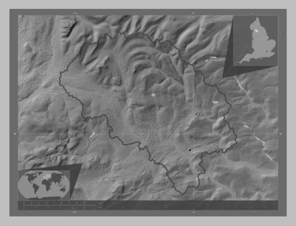 Овен Неметафорный Район Англии Великобритания Карта Высот Оттенках Серого Озерами — стоковое фото