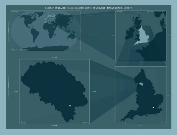 Craven Englands Icke Storstadsdistrikt Storbritannien Diagram Som Visar Regionens Läge — Stockfoto