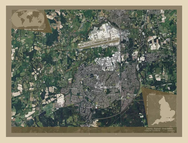 Crawley Μητροπολιτική Περιφέρεια Αγγλίας Μεγάλης Βρετανίας Υψηλής Ανάλυσης Δορυφορικός Χάρτης — Φωτογραφία Αρχείου