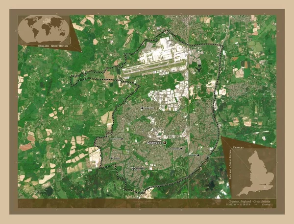 Crawley Μητροπολιτική Περιφέρεια Αγγλίας Μεγάλης Βρετανίας Δορυφορικός Χάρτης Χαμηλής Ανάλυσης — Φωτογραφία Αρχείου