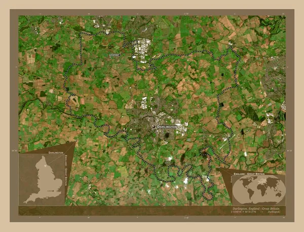 Darlington Unitaire Autoriteit Van Engeland Groot Brittannië Lage Resolutie Satellietkaart — Stockfoto