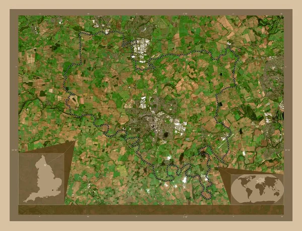 ダーリントン イギリスの統一当局 イギリス 低解像度衛星地図 コーナー補助位置図 — ストック写真