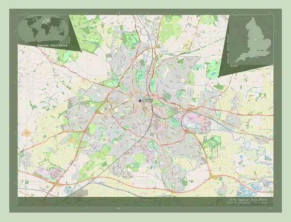 Derby Autoridad Unitaria Inglaterra Gran Bretaña Open Street Map Ubicaciones —  Fotos de Stock