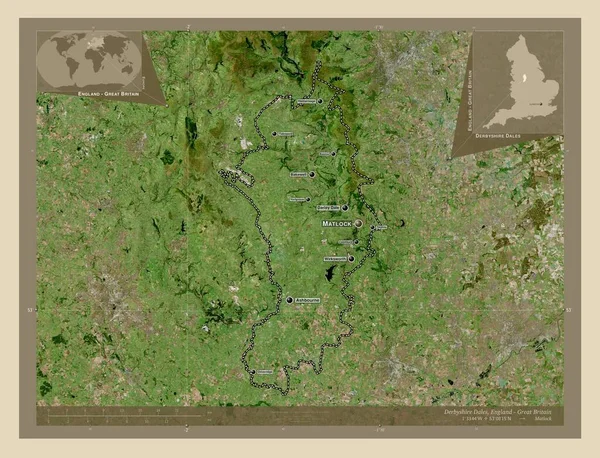 Derbyshire Dales Distrito Metropolitano Inglaterra Gran Bretaña Mapa Satelital Alta —  Fotos de Stock