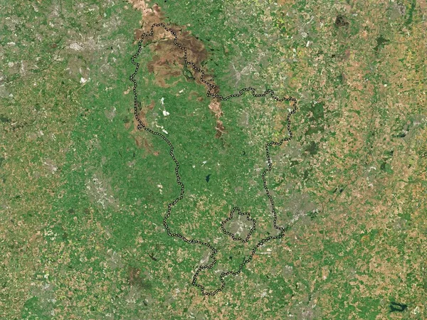 Derbyshire Administrative County England Great Britain Low Resolution Satellite Map — Stock Photo, Image