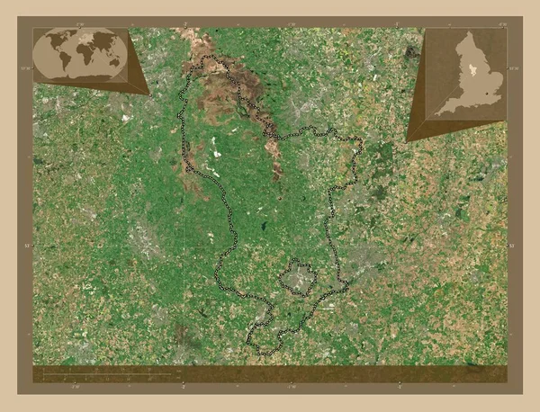 Derbyshire Condado Administrativo Inglaterra Grã Bretanha Mapa Satélite Baixa Resolução — Fotografia de Stock