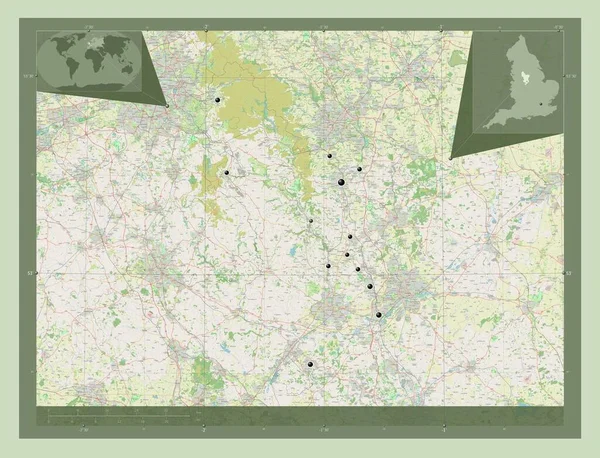 Derbyshire Condado Administrativo Inglaterra Gran Bretaña Open Street Map Ubicaciones —  Fotos de Stock