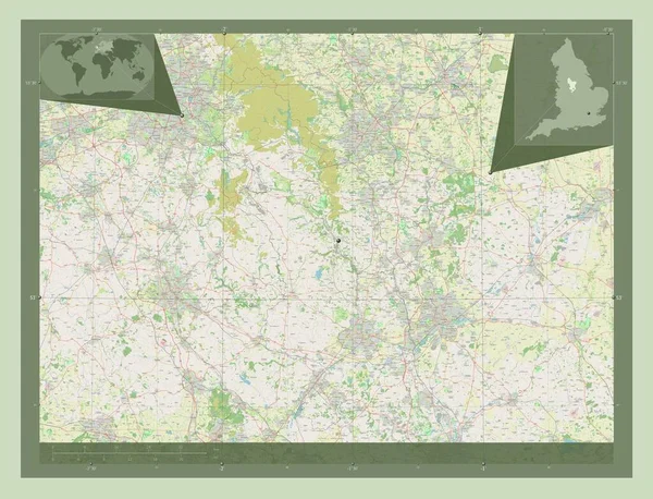 Derbyshire Verwaltungsbezirk Von England Großbritannien Open Street Map Eck Zusatzstandortkarten — Stockfoto