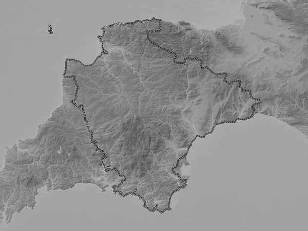 Devon Verwaltungsbezirk Von England Großbritannien Graustufen Höhenkarte Mit Seen Und — Stockfoto
