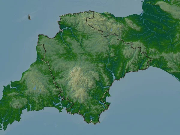Devon Condado Administrativo Inglaterra Grã Bretanha Mapa Elevação Colorido Com — Fotografia de Stock