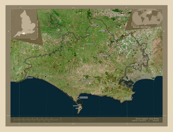 Dorset Contea Amministrativa Dell Inghilterra Gran Bretagna Mappa Satellitare Alta — Foto Stock