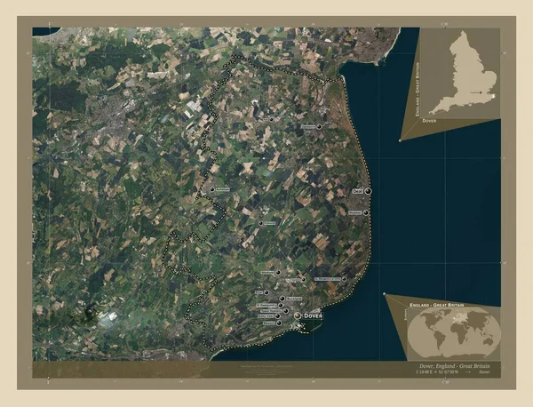 Dover Niet Grootstedelijk District Van Engeland Groot Brittannië Satellietkaart Met — Stockfoto