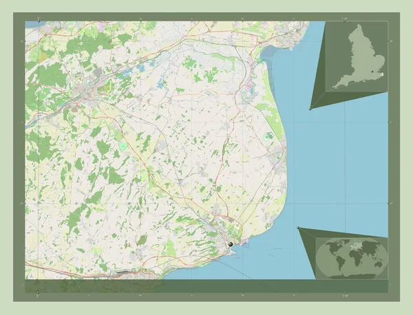 Дувр Необитаемый Район Англии Великобритания Карта Улиц Вспомогательные Карты Расположения — стоковое фото