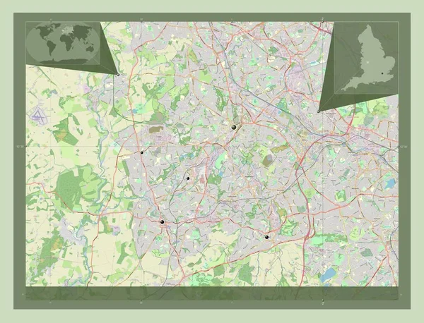 Dudley Contea Amministrativa Inghilterra Gran Bretagna Mappa Stradale Aperta Località — Foto Stock