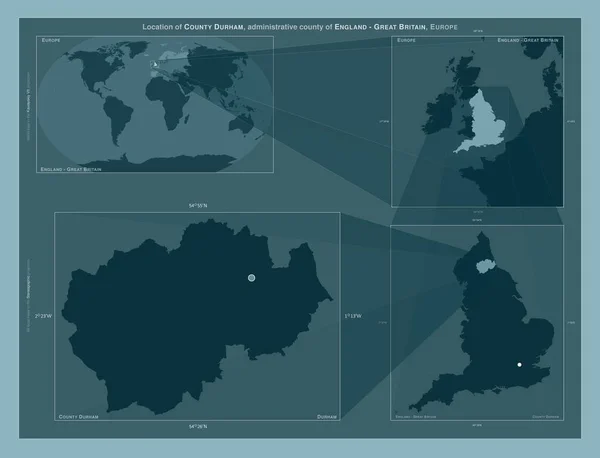 Округ Дурхэм Административный Округ Англии Великобритания Диаграмма Показывающая Расположение Региона — стоковое фото